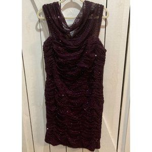 Tadashi shoji too purple sequin cocktail dress 2x